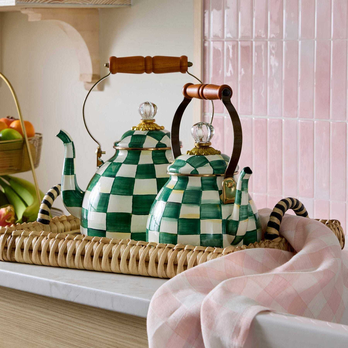 Emerald Check 2.84L Tea Kettle by MacKenzie-Childs