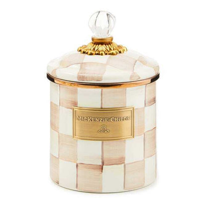 Mocha Check Enamel Canisters
