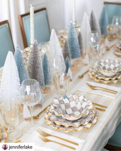 Sterling Check Ceramic Fluted Dessert Plate