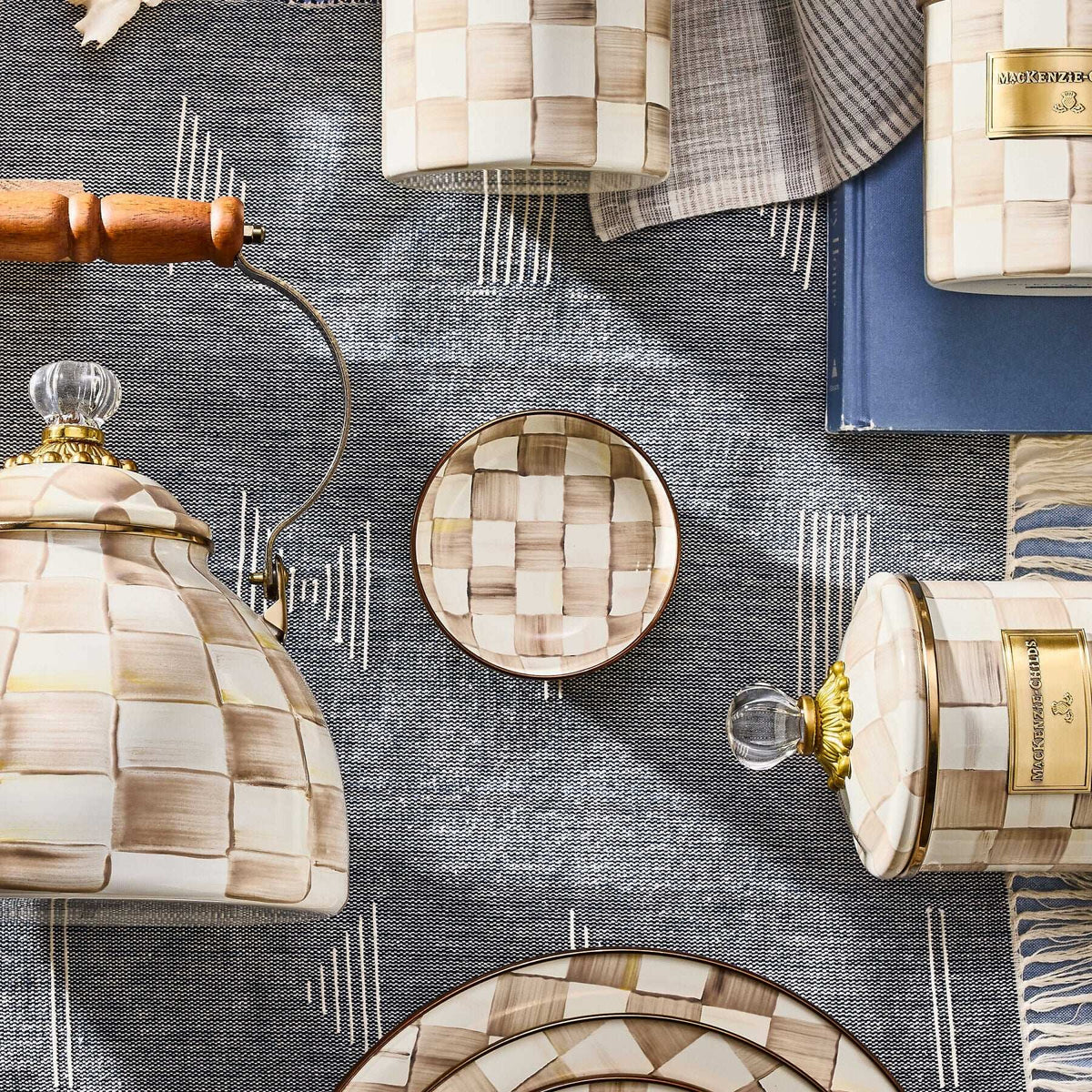 Mocha Check Relish Dish by MacKenzie-Childs