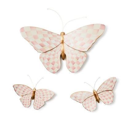 Rosy Check Wall Decor Butterfly Duo