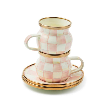 Rosy Check Espresso Cup & Saucer Set