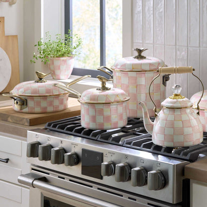 Mackenzie-Childs Rosy Check Enamel 5 Qt. Casserole