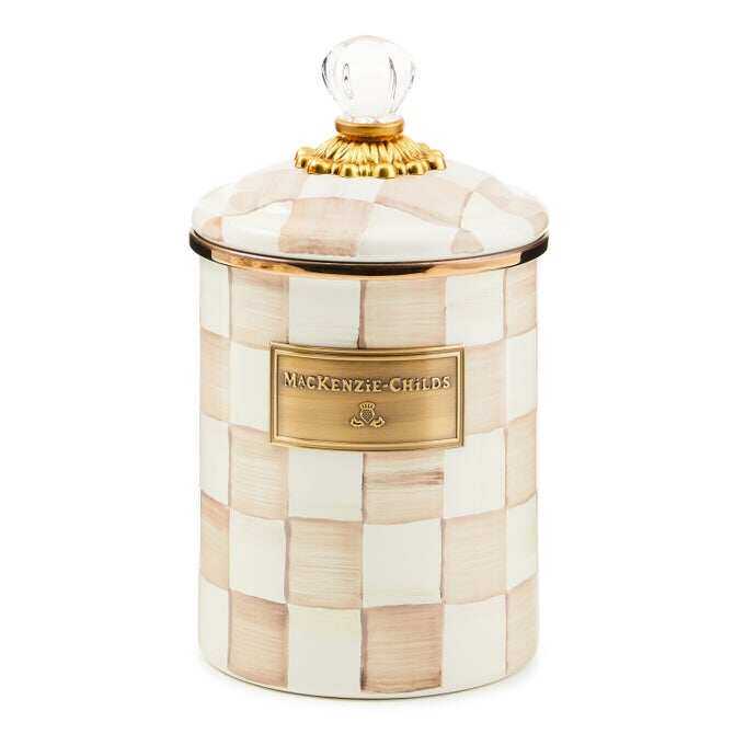 Mocha Check Enamel Canisters