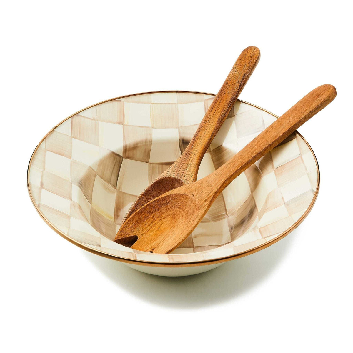 Mocha Check Salad Serving Set by MacKenzie-Childs
