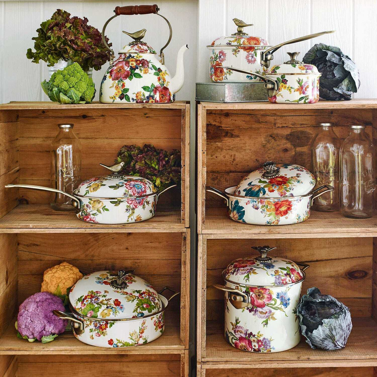 Flower Market 3 Qt. Tea Kettle with Bird