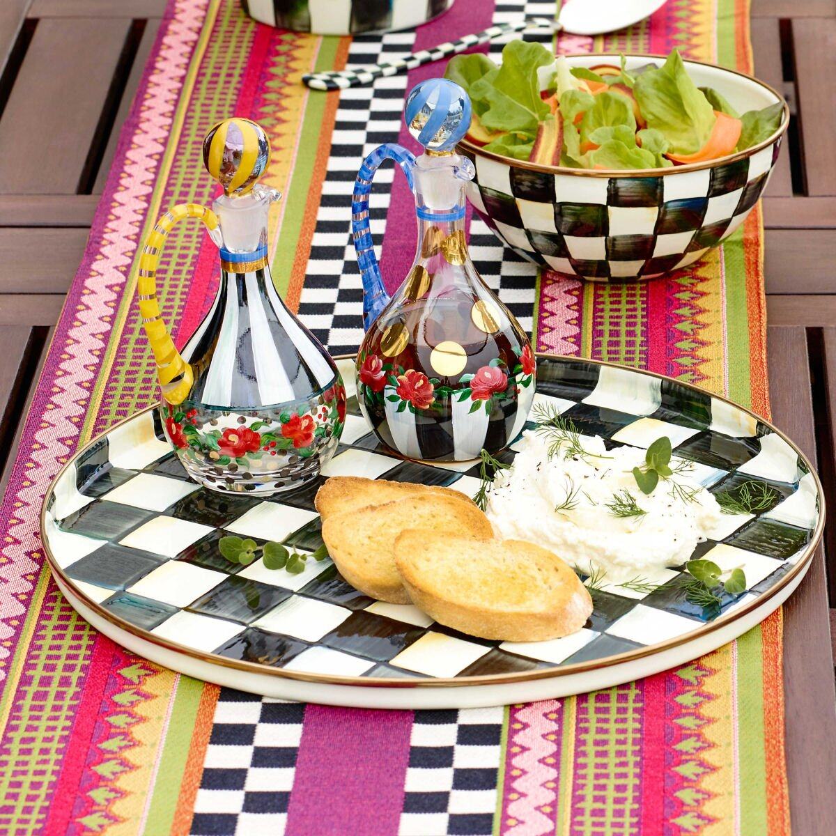 Courtly Check Enamel Round Tray