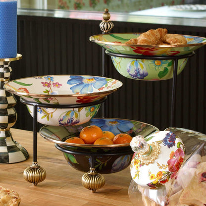 Luxury Flower Market Black SERVING BOWL - 30.48cm
