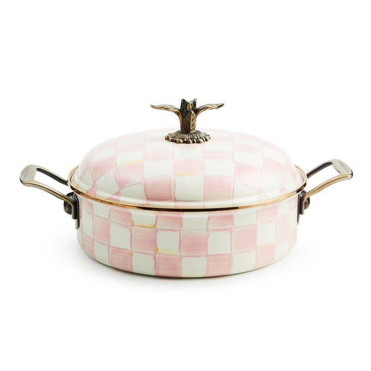 Mackenzie-Childs Rosy Check Enamel 5 Qt. Casserole